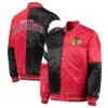Chicago blackhawks leader satin varsity jacket black red 3