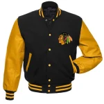 Chicago Blackhawks Letterman Wool/Leather Jacket
