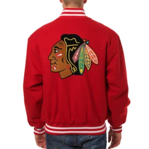 Chicago blackhawks one color wool varsity jacket red 1 1