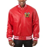 Chicago Blackhawks Full Leather Red Varsity Jacket