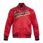 Chicago Blackhawks Script Tail Red Satin Jacket