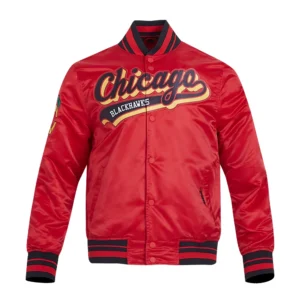 Chicago blackhawks script tail satin varsity jacket red 1