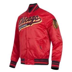 Chicago blackhawks script tail satin varsity jacket red 2