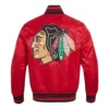 Chicago blackhawks script tail satin varsity jacket red 4