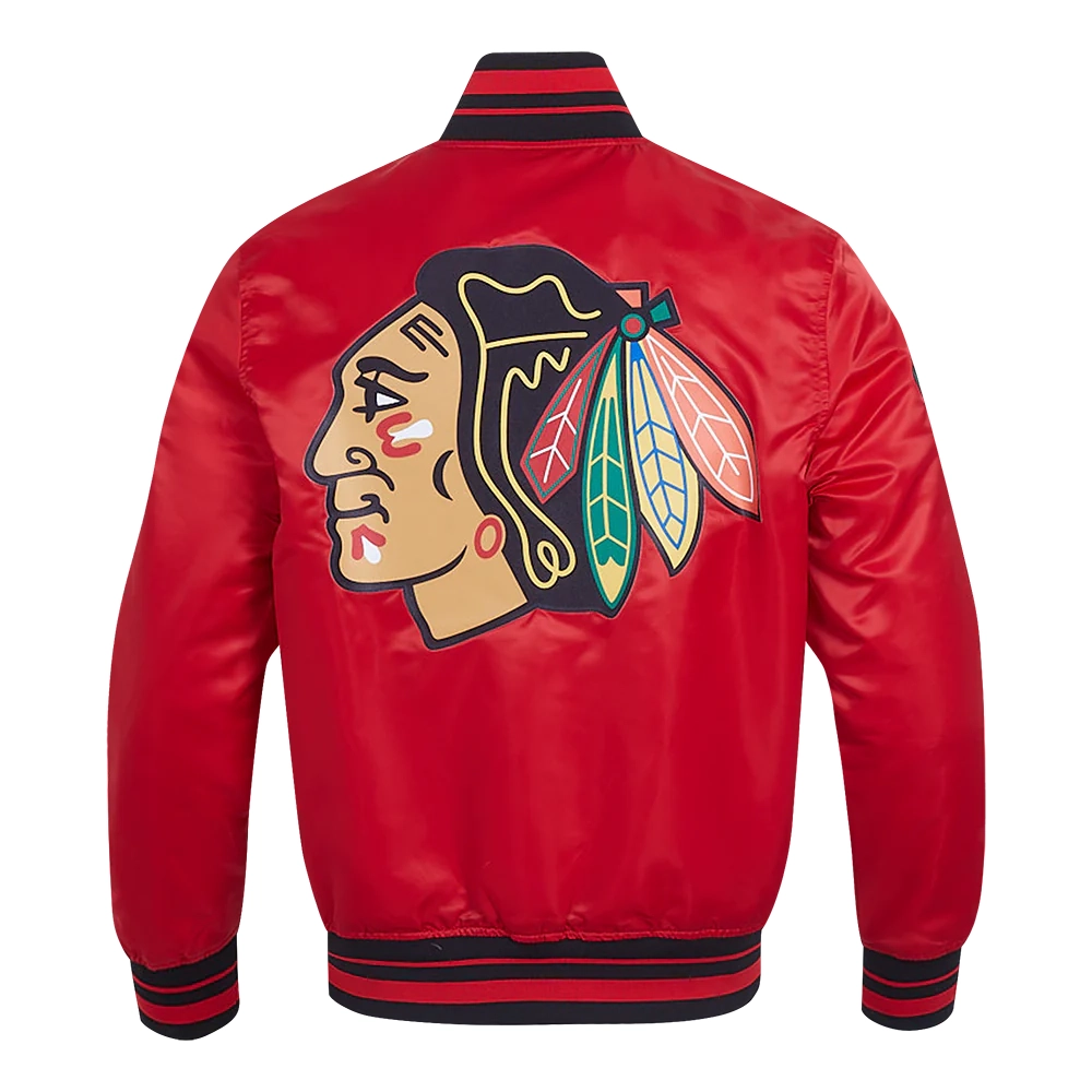 Chicago blackhawks script tail satin varsity jacket red 4