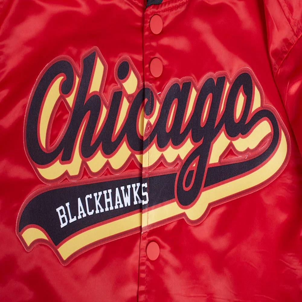 Chicago blackhawks script tail satin varsity jacket red 5