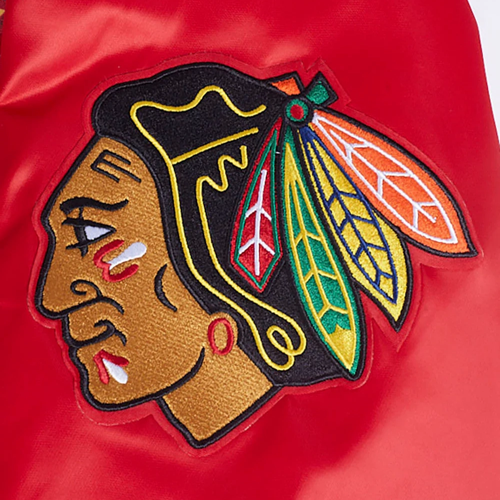 Chicago blackhawks script tail satin varsity jacket red 6