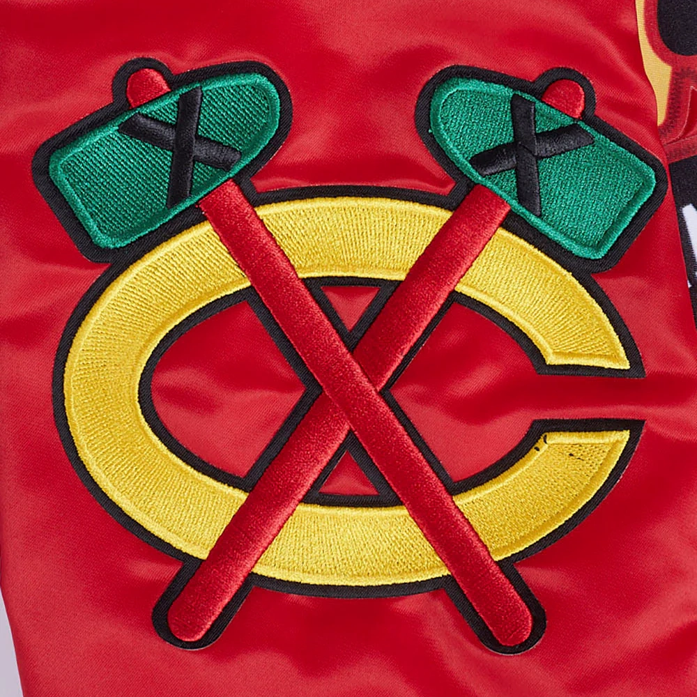 Chicago blackhawks script tail satin varsity jacket red 7