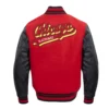 Chicago blackhawks script tail wool and leather varsity jacket black red 4