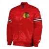 Chicago blackhawks starter pick and roll full snap satin varsity jacket red 2