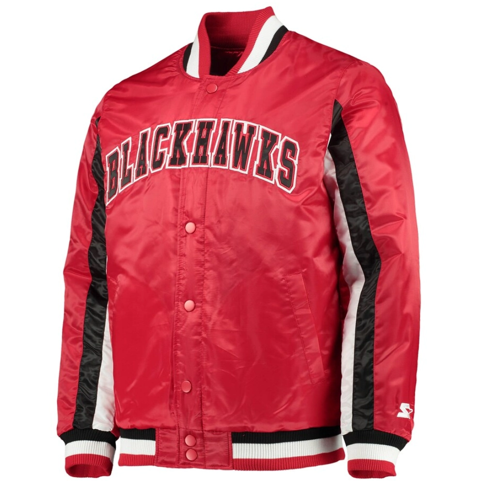 Chicago blackhawks the ace satin varsity jacket red 2