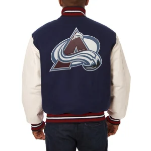 Chicago blackhawks two tone wool leather varsity jacket black white 1