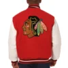Chicago blackhawks two tone wool leather varsity jacket red white 1 1