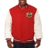Chicago blackhawks two tone wool leather varsity jacket red white 1