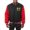 Chicago blackhawks two tone wool varsity jacket black red 1