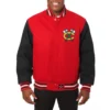 Chicago blackhawks two tone wool varsity jacket red black 1