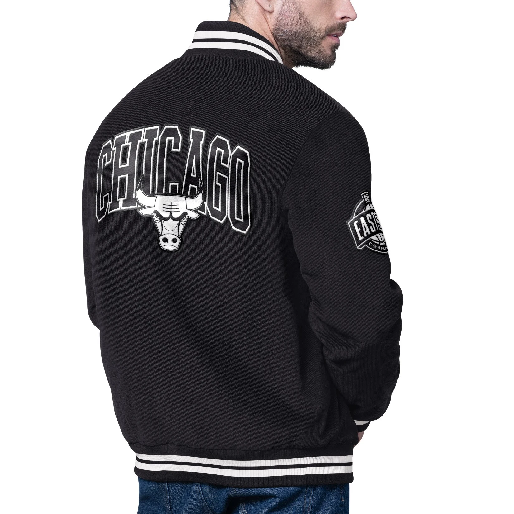 Chicago bulls blackout corduroy varsity jacket