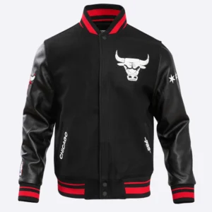 Chicago bulls chest madhouse on madison black varsity jacket 2