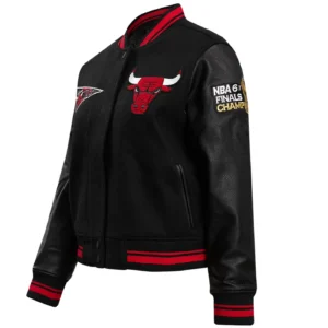 Chicago bulls classic rib wool leather black varsity jacket 1 1 1