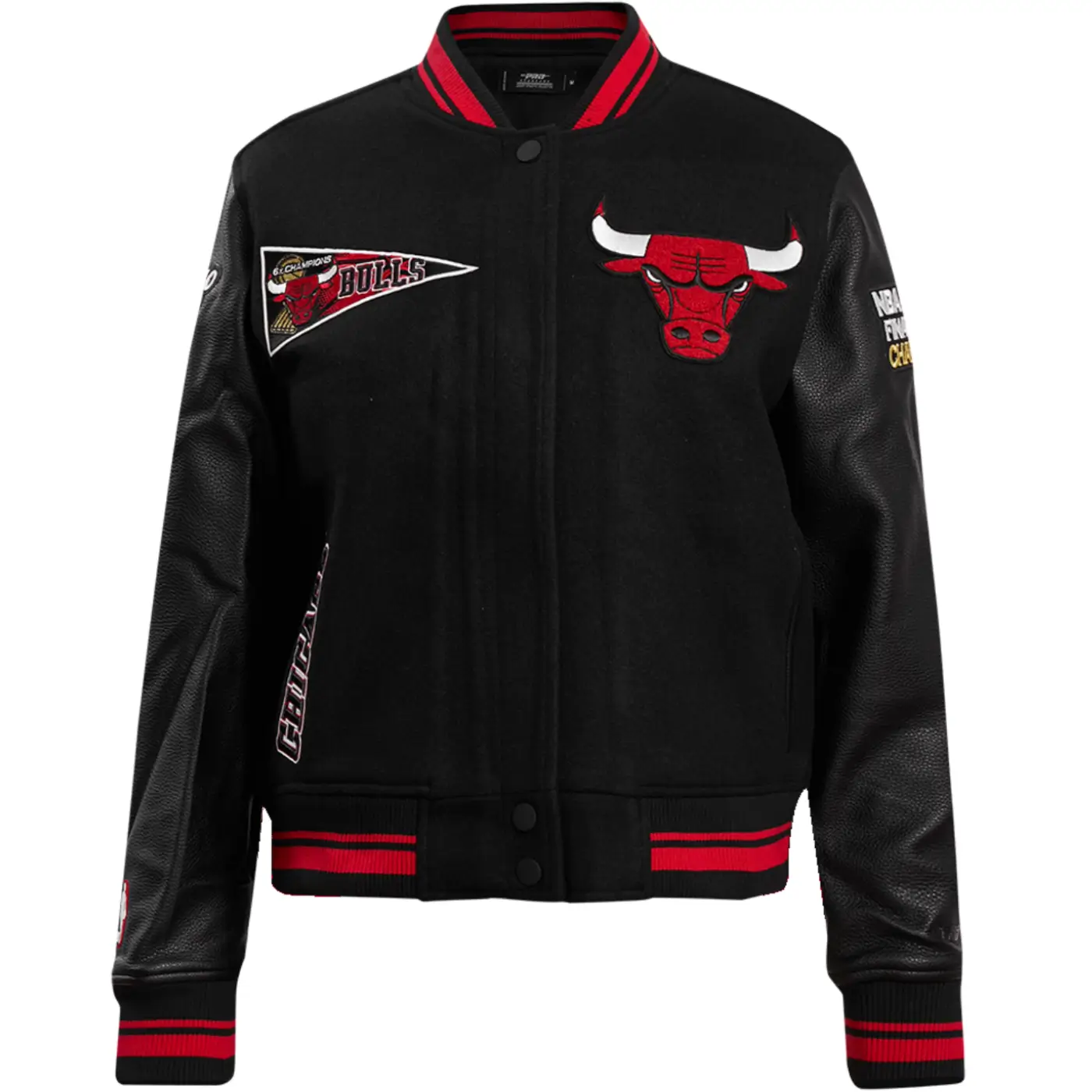Chicago bulls classic rib wool leather black varsity jacket 2 1