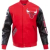 Chicago bulls classic rib wool leather varsity jacket 2 1