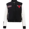 Chicago bulls classic rib wool leather varsity jacket black white 3 1