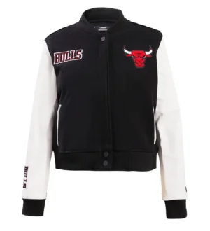 Chicago bulls classic rib wool leather varsity jacket black white 3 1