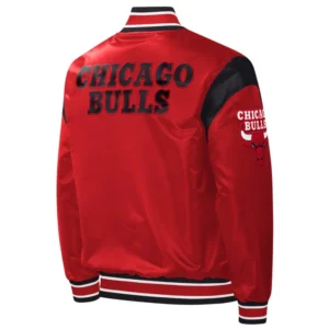 Chicago bulls force play satin varsity jacket red 1