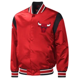 Chicago bulls force play satin varsity jacket red 2
