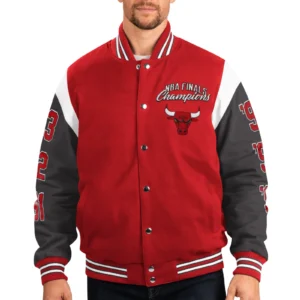 Chicago bulls franchise red black wool varsity jacket 1
