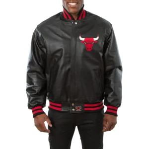 Chicago bulls full real leather varsity jacket black 1