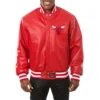Chicago bulls full real leather varsity jacket red 1