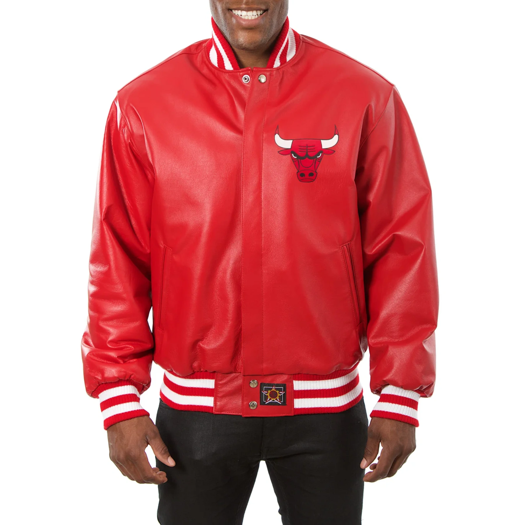 Chicago bulls full real leather varsity jacket red 1