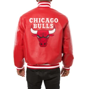 Chicago bulls full real leather varsity jacket red 2