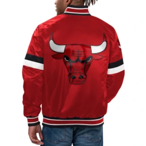 Chicago bulls home game satin varsity jacket red