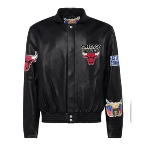 Chicago bulls jeff hamilton full leather jacket black 1