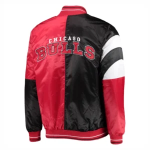 Chicago bulls leader satin varsity jacket blackred 3