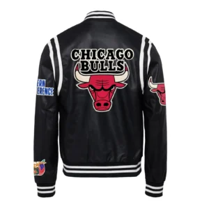 Chicago bulls leather varsity jacket black 2