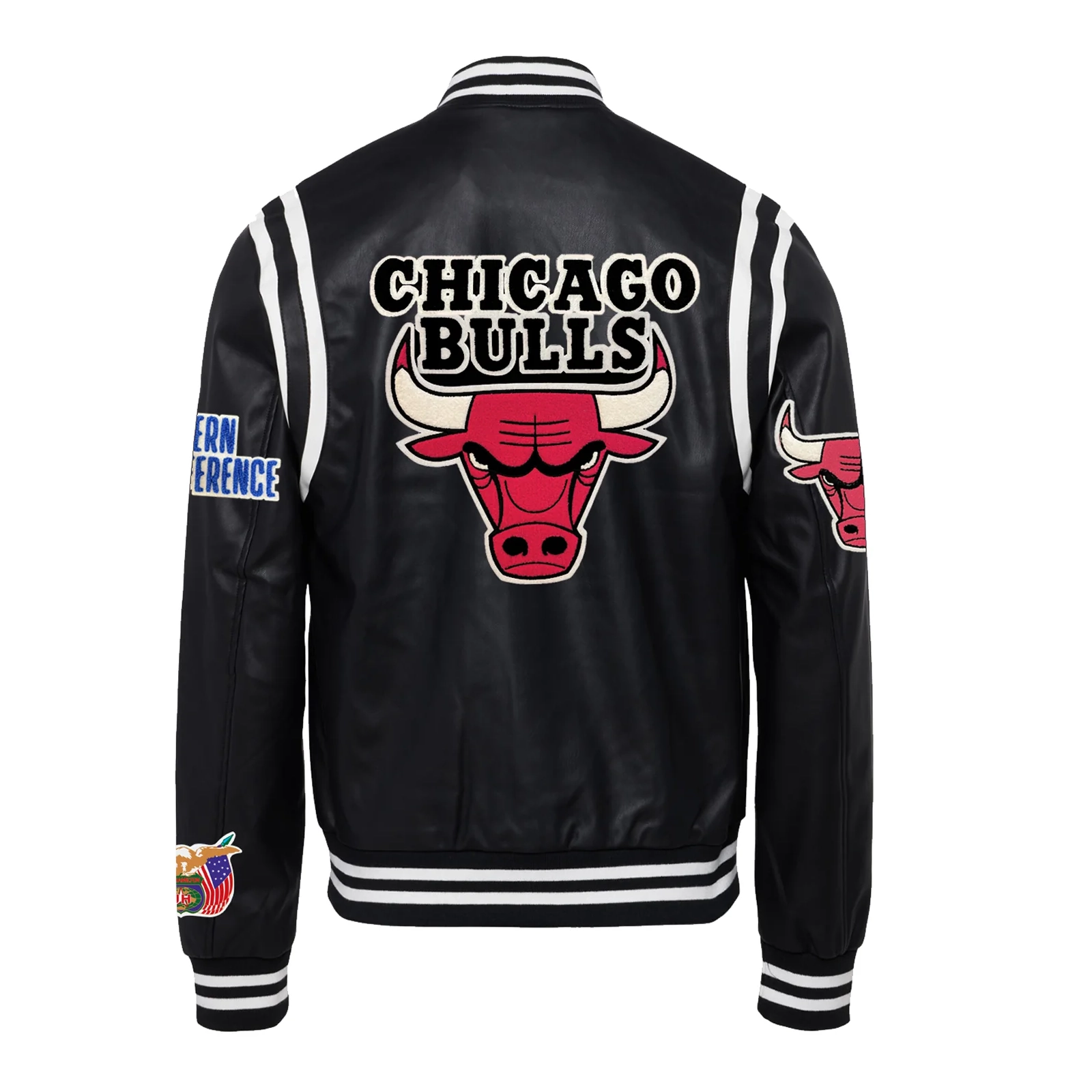 Chicago bulls leather varsity jacket black 2