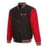 Chicago bulls logo red black satin varsity jacket 1