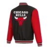 Chicago bulls logo red black satin varsity jacket 2
