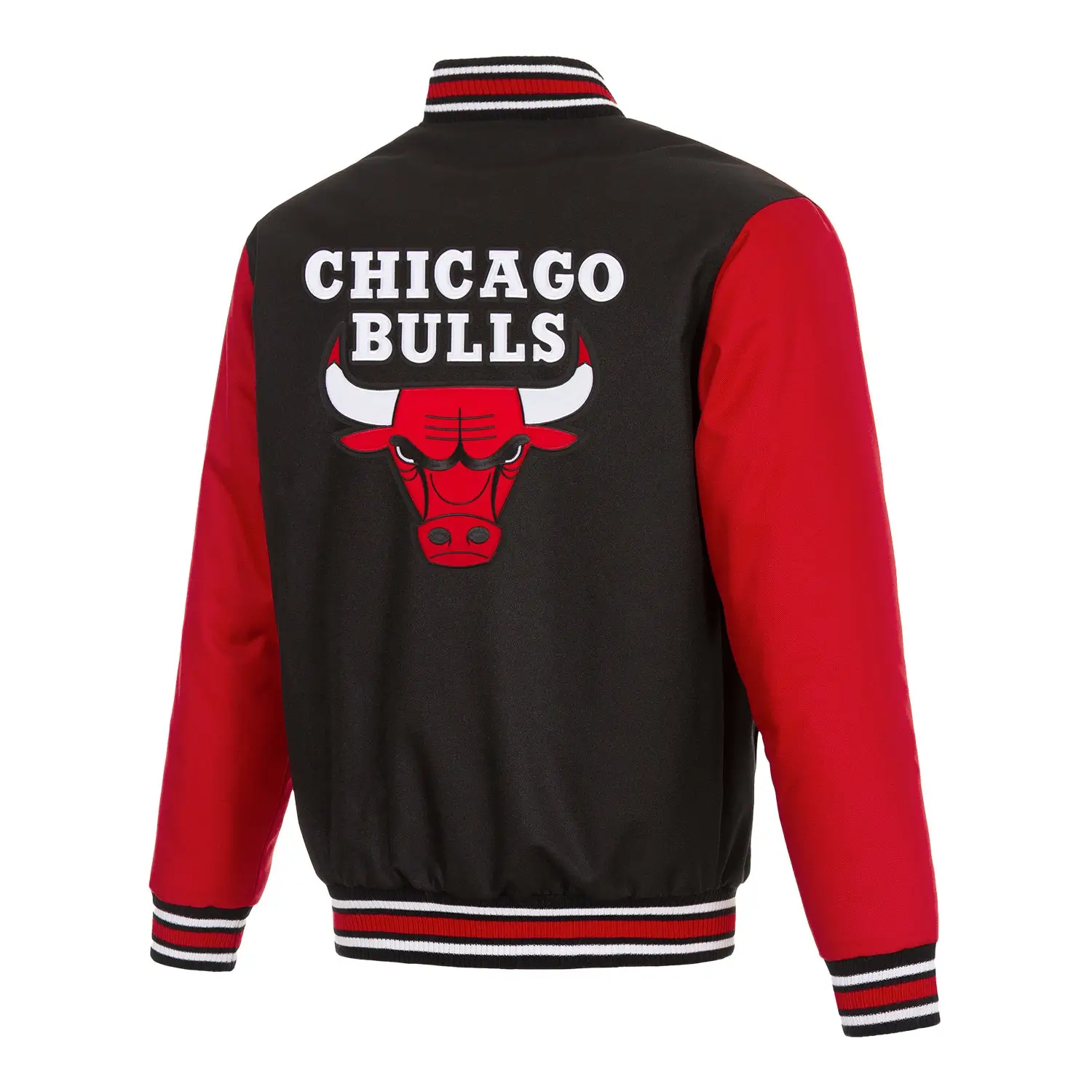 Chicago bulls logo red black satin varsity jacket 2