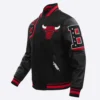 Chicago bulls mashup black wool leather varsity jacket 1