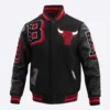 Chicago bulls mashup black wool leather varsity jacket 2