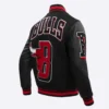 Chicago bulls mashup black wool leather varsity jacket 3