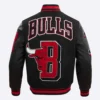 Chicago bulls mashup black wool leather varsity jacket 4