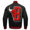 Chicago bulls mashup full snap satin varsity black jacket 5