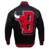 Chicago bulls mashup full snap satin varsity jacket black 5