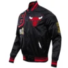 Chicago bulls mashup full snap satin varsity jacket black 7