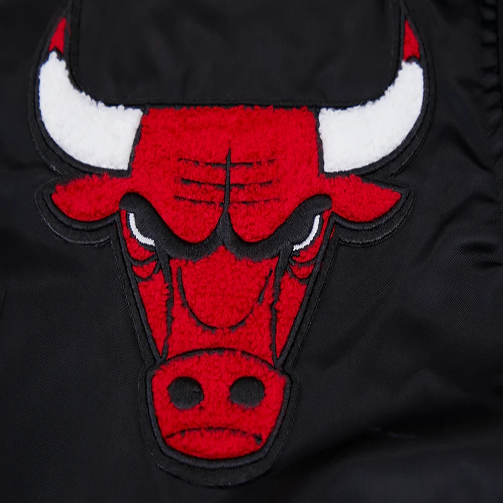 Chicago bulls mashup full snap satin varsity jacket black